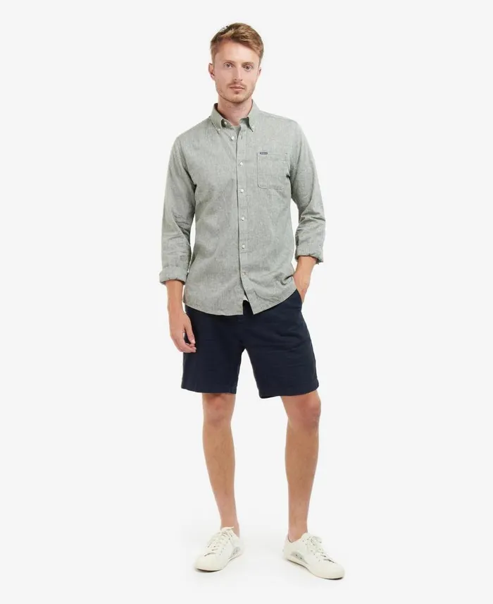 Nelson Tailored LongSleeved Shirt Bleached Olive Men Barbour Shirts