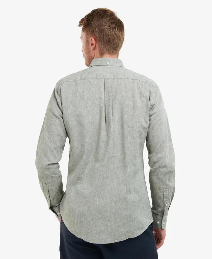 Nelson Tailored LongSleeved Shirt Bleached Olive Men Barbour Shirts