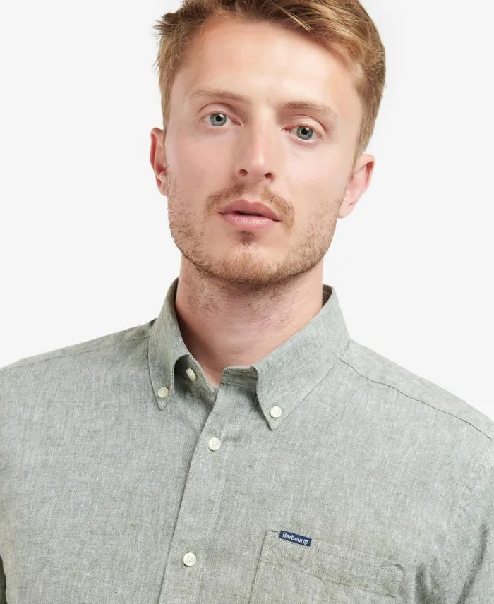 Nelson Tailored LongSleeved Shirt Bleached Olive Men Barbour Shirts