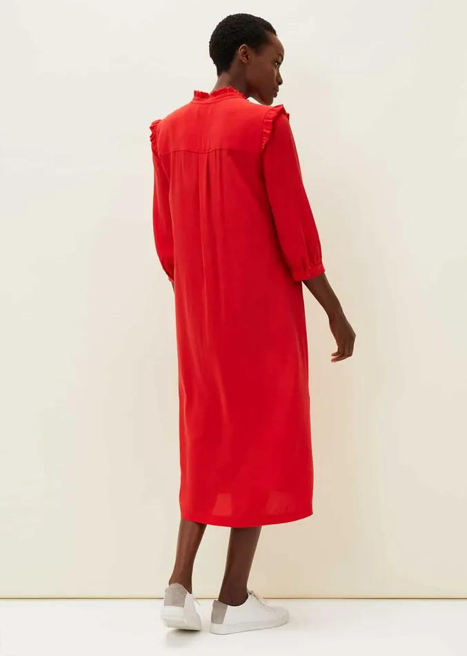Nivana Frill Shirt Midi Dress Red Women Phase Eight Dresses