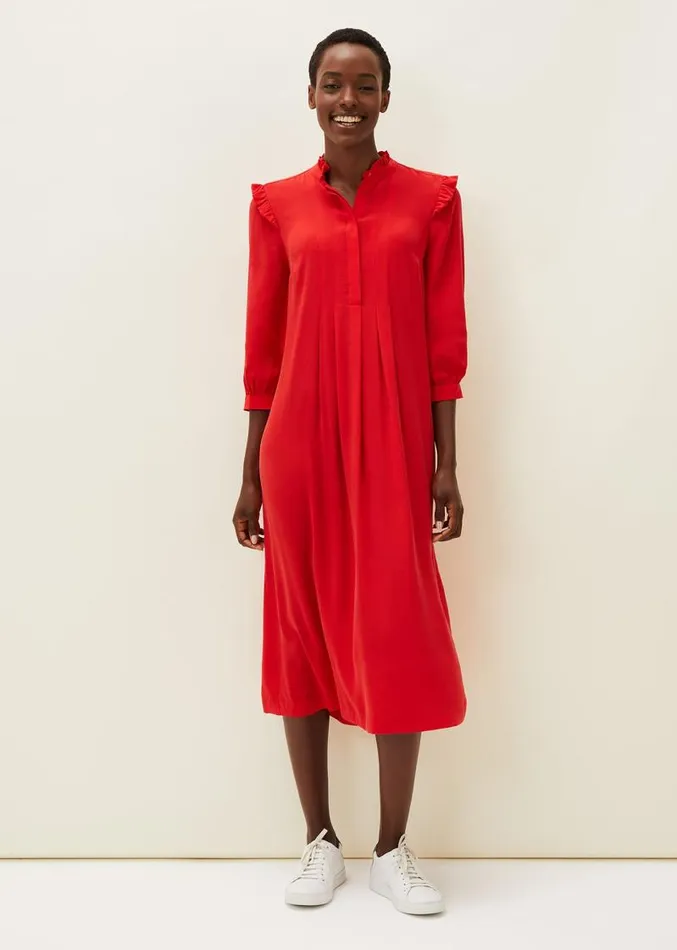 Nivana Frill Shirt Midi Dress Red Women Phase Eight Dresses