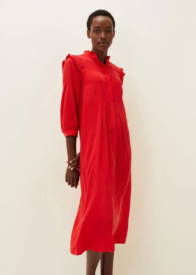 Nivana Frill Shirt Midi Dress Red Women Phase Eight Dresses