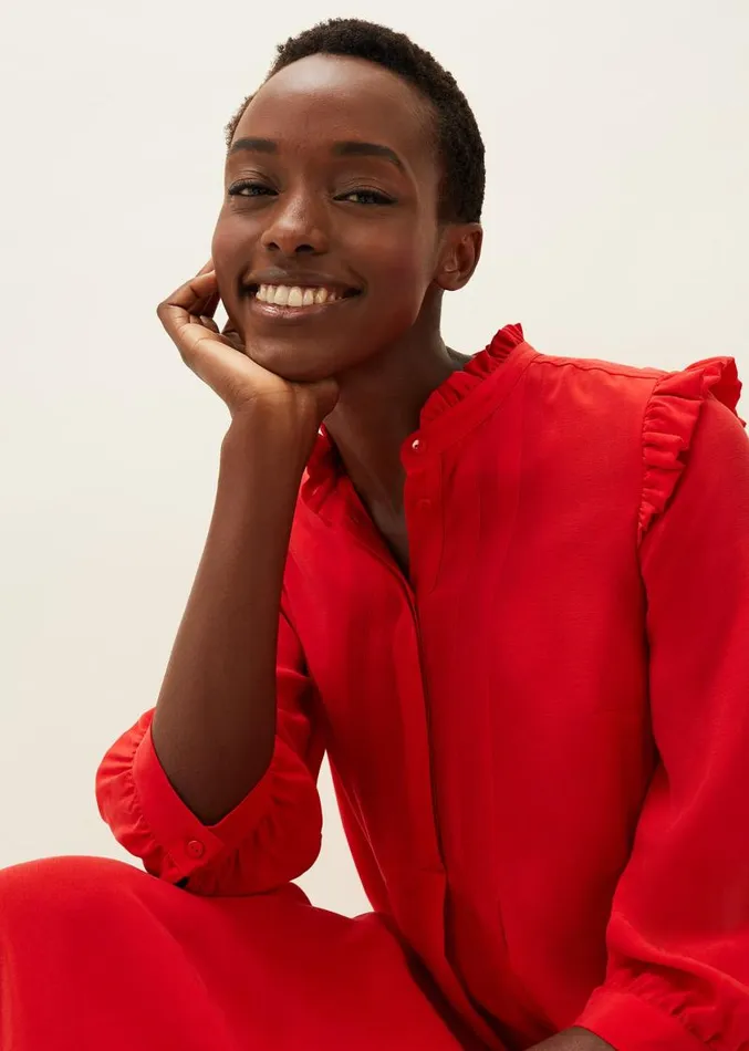 Nivana Frill Shirt Midi Dress Red Women Phase Eight Dresses