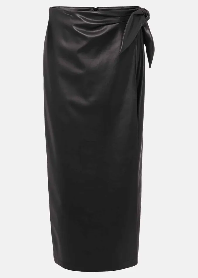 Noha Faux Leather Wrap Maxi Skirt Black Women Phase Eight Skirts