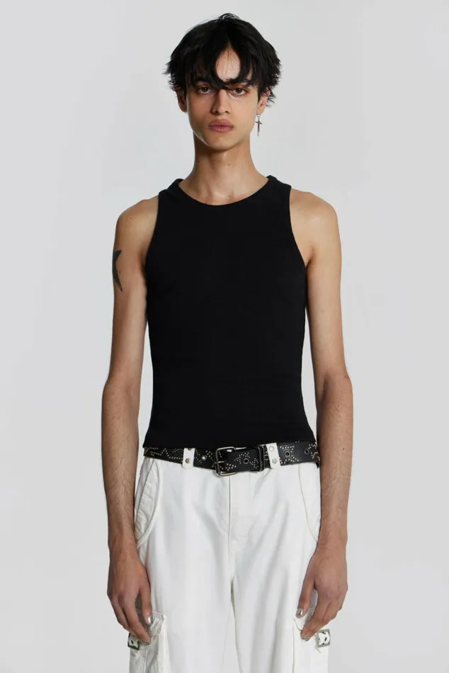 NTRLS Black Rib Vest Stone WomenMen Jaded London Vests