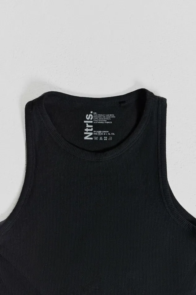 NTRLS Black Rib Vest Stone WomenMen Jaded London Vests NTRLS Black Rib Vest Stone WomenMen Jaded London Vests