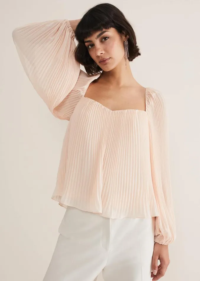 Nysa Pleated Top Soft Pink Women Phase Eight Shirts and Blouses