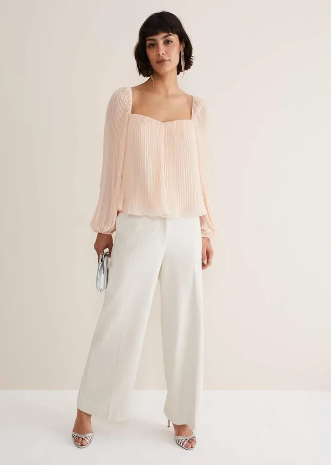 Nysa Pleated Top Soft Pink Women Phase Eight Shirts and Blouses