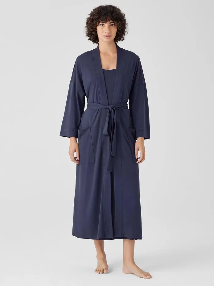 Organic Cotton Interlock Sleep Robe Indigo Women Eileen Fisher Sleepwear