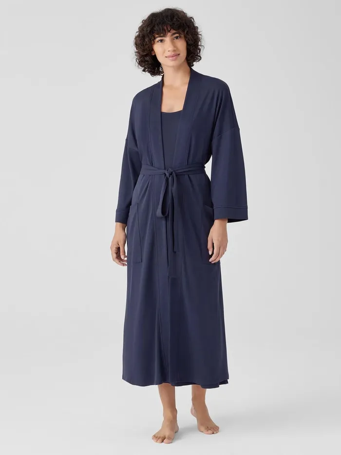 Organic Cotton Interlock Sleep Robe Indigo Women Eileen Fisher Sleepwear
