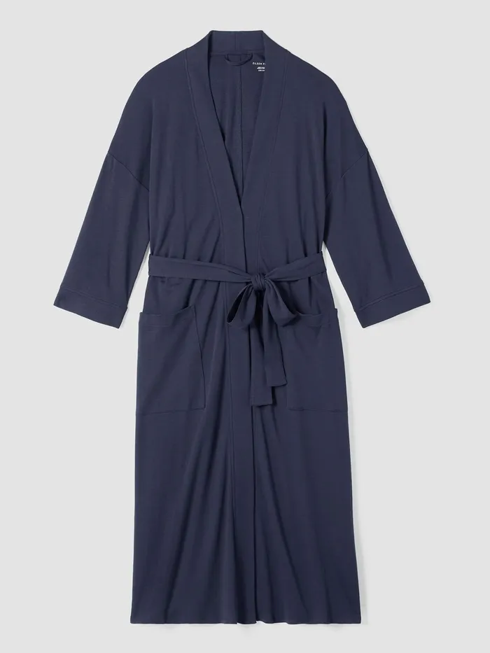 Organic Cotton Interlock Sleep Robe Indigo Women Eileen Fisher Sleepwear