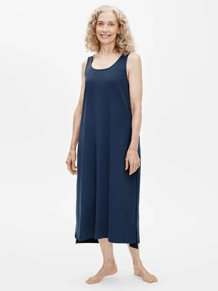Organic Cotton Interlock Tank Sleep Dress Indigo Women Eileen Fisher Sleepwear