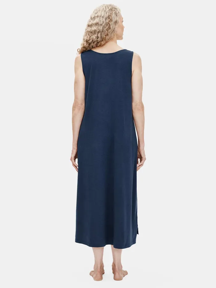 Organic Cotton Interlock Tank Sleep Dress Indigo Women Eileen Fisher Sleepwear
