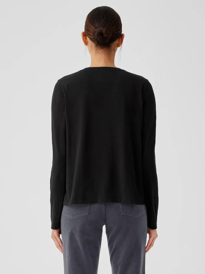Organic Cotton Slub VNeck Top Black Women Eileen Fisher Tops and Tees