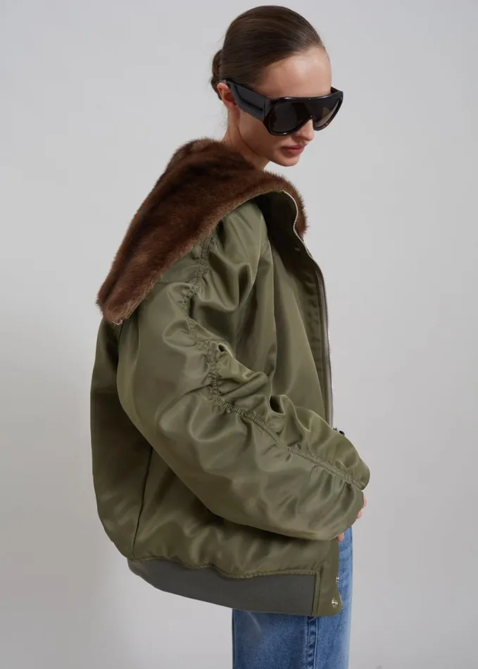 Outerwear Women The Frankie Shop Hayden Faux Fur Bomber 8211 Khaki