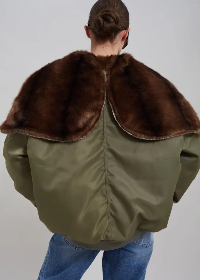 Outerwear Women The Frankie Shop Hayden Faux Fur Bomber 8211 Khaki
