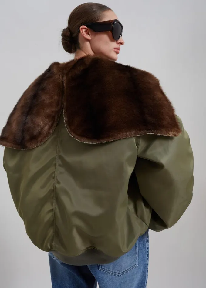 Outerwear Women The Frankie Shop Hayden Faux Fur Bomber 8211 Khaki