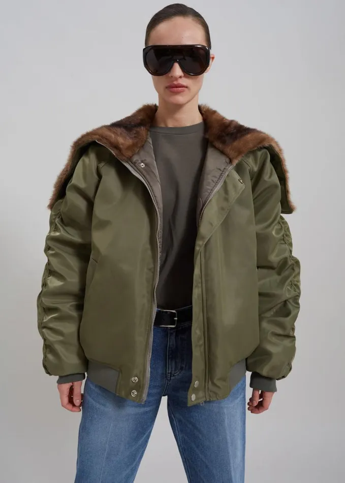 Outerwear Women The Frankie Shop Hayden Faux Fur Bomber 8211 Khaki