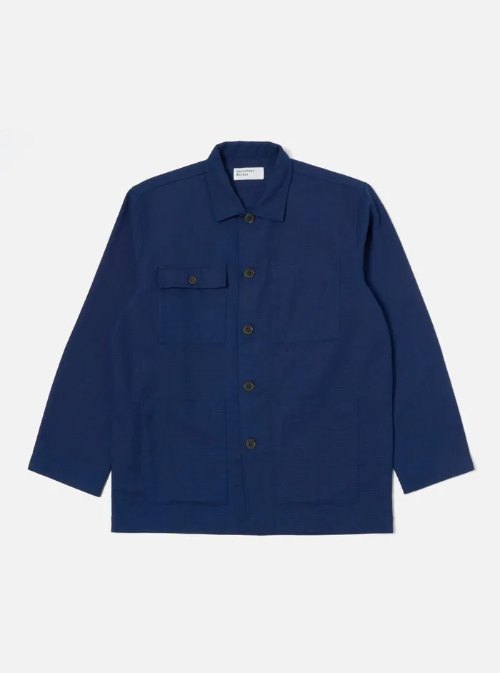 Overshirts Men Universal Works Universal Works Dockside Overshirt In Indigo Textured Cotton