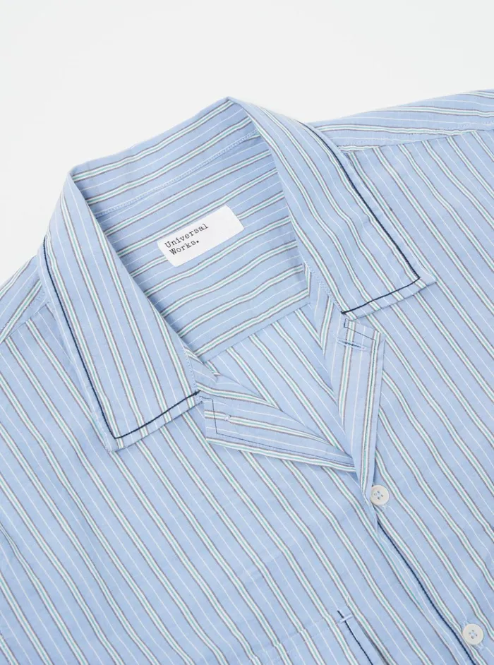 Overshirts Men Universal Works Universal Works Embroidered LS Utility Shirt In Blue Chelsea Cotton Stripe
