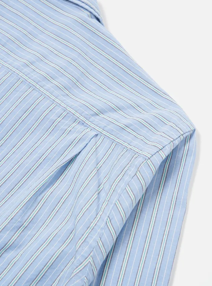Overshirts Men Universal Works Universal Works Embroidered LS Utility Shirt In Blue Chelsea Cotton Stripe