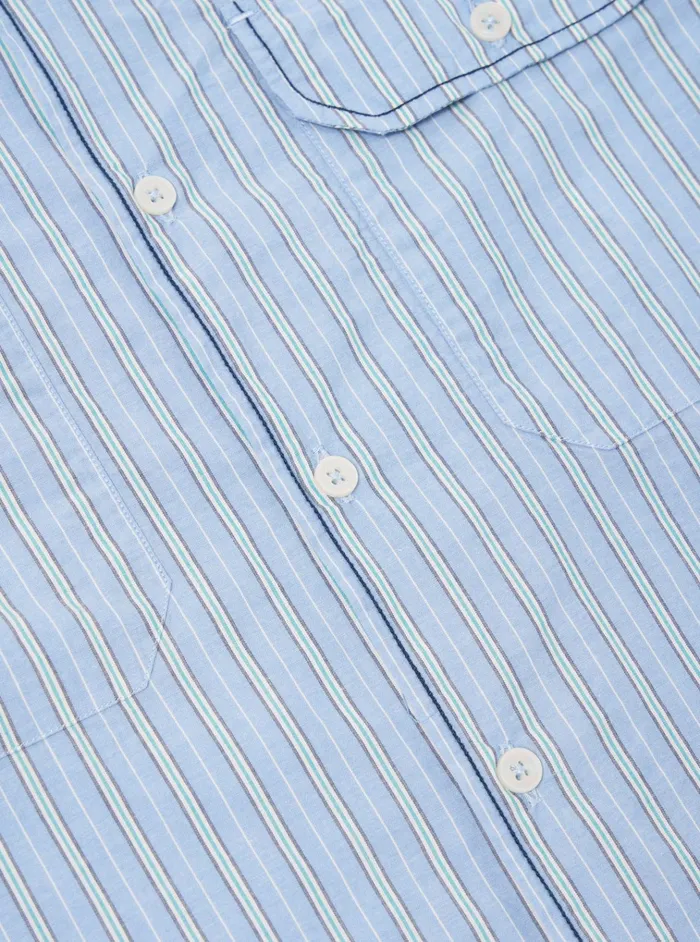 Overshirts Men Universal Works Universal Works Embroidered LS Utility Shirt In Blue Chelsea Cotton Stripe