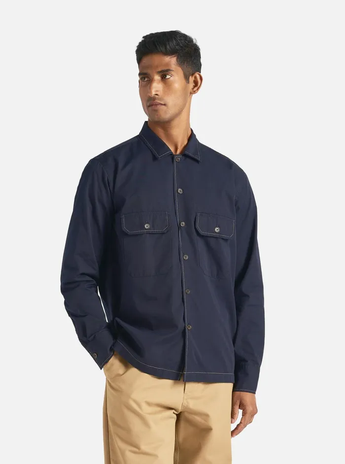 Overshirts Men Universal Works Universal Works LS Utility Shirt In Navy Military Shirting