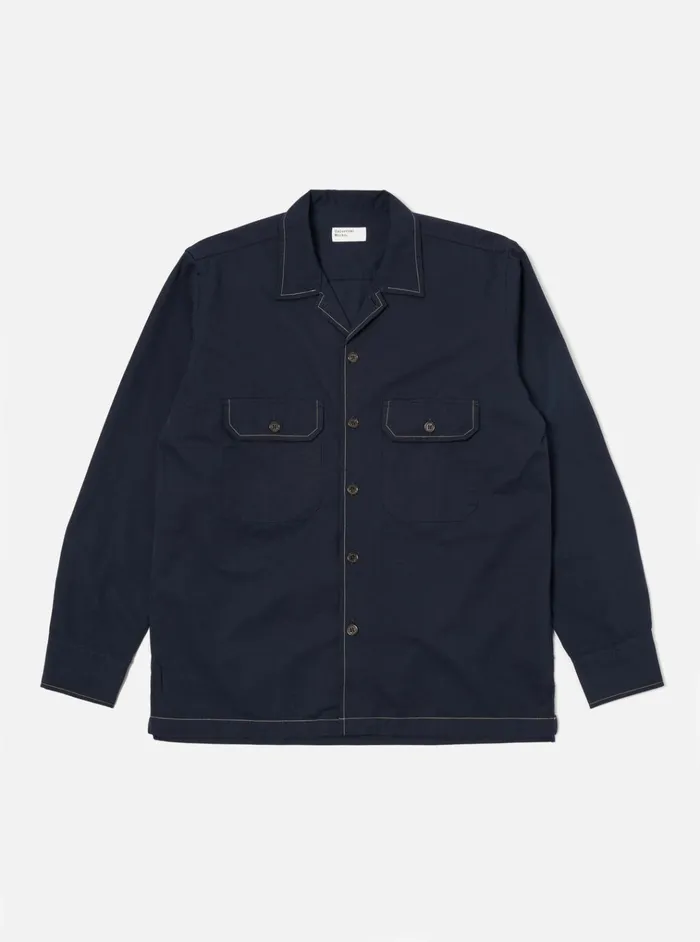 Overshirts Men Universal Works Universal Works LS Utility Shirt In Navy Military Shirting