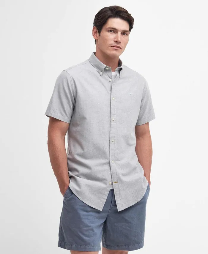 Oxford Tailored Short Sleeve Shirt Pale Sage Men Barbour Shirts