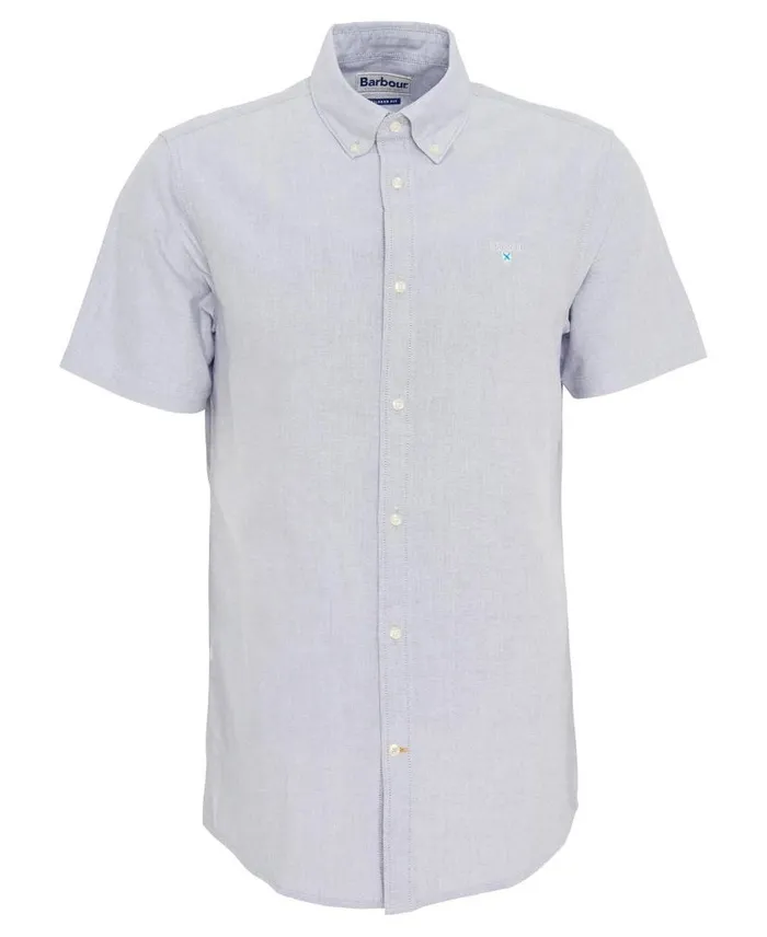 Oxford Tailored Short Sleeve Shirt Pale Sage Men Barbour Shirts