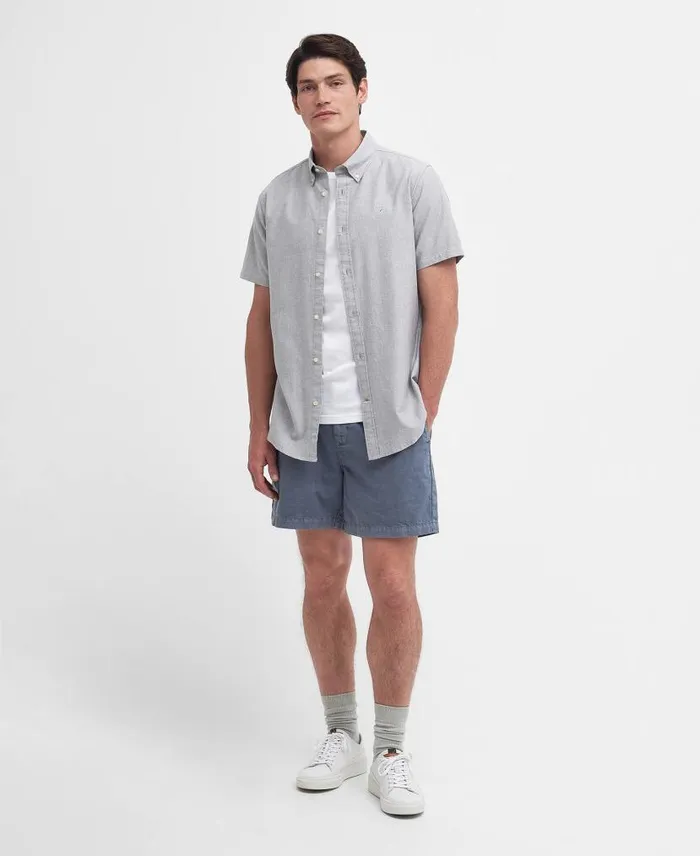 Oxford Tailored Short Sleeve Shirt Pale Sage Men Barbour Shirts