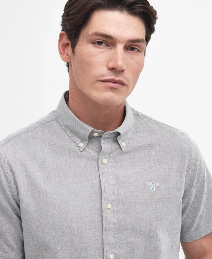 Oxford Tailored Short Sleeve Shirt Pale Sage Men Barbour Shirts