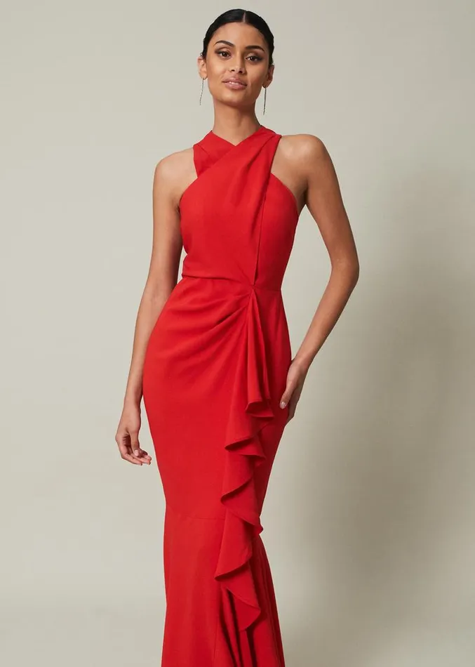 Pamela Ruffled Maxi Dress Red Women Phase Eight Dresses