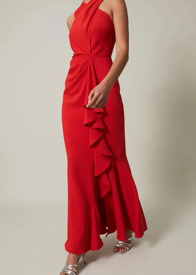 Pamela Ruffled Maxi Dress Red Women Phase Eight Dresses