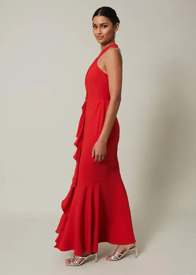 Pamela Ruffled Maxi Dress Red Women Phase Eight Dresses