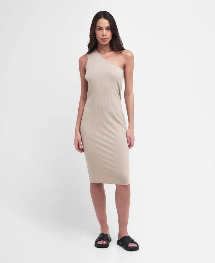 Parisse Midi Dress Oat Women Barbour Dresses and Skirts