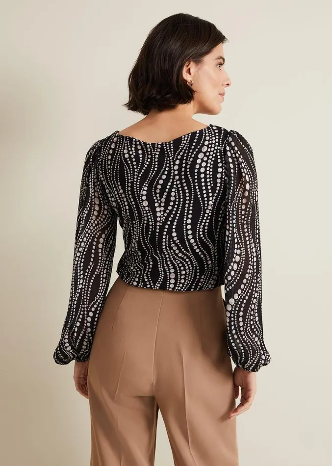 Patricia Pearl Print Woven Mix Top Black Women Phase Eight Tops and TShirts