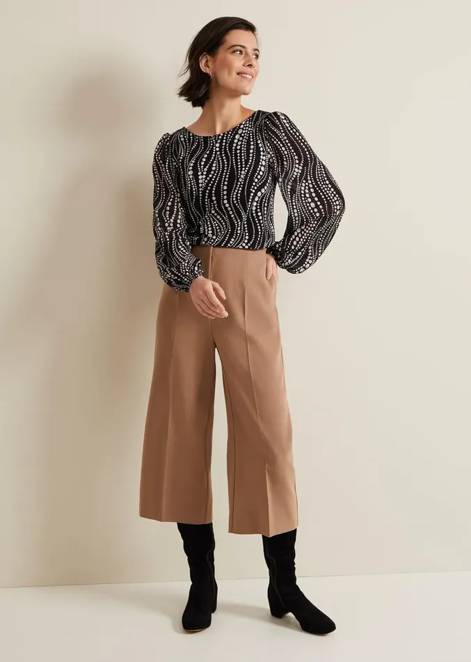 Patricia Pearl Print Woven Mix Top Black Women Phase Eight Tops and TShirts