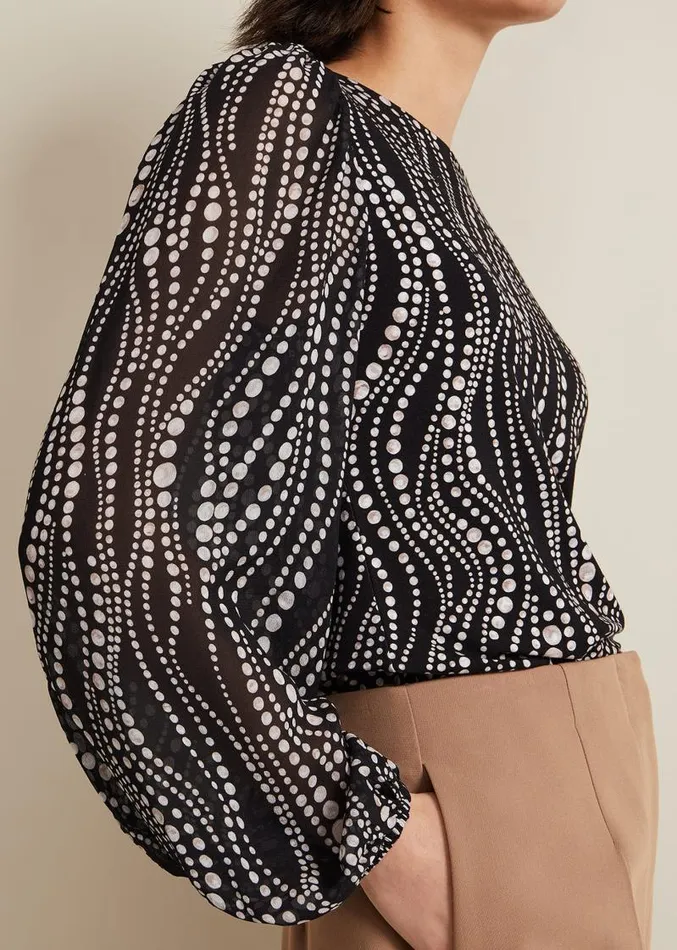 Patricia Pearl Print Woven Mix Top Black Women Phase Eight Tops and TShirts