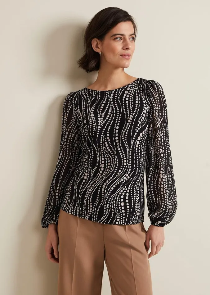 Patricia Pearl Print Woven Mix Top Black Women Phase Eight Tops and TShirts