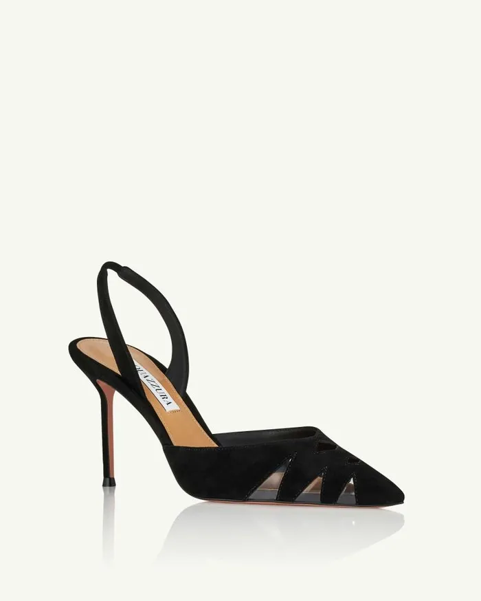 Peek Sling 85 Black Women Aquazzura Pumps