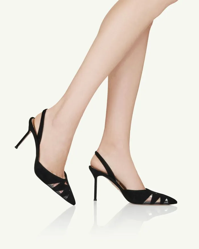 Peek Sling 85 Black Women Aquazzura Pumps Peek Sling 85 Black Women Aquazzura Pumps