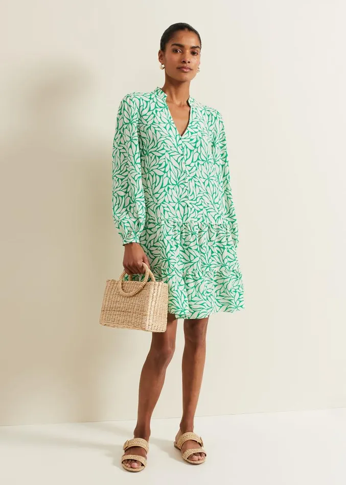 Penele Leaf Swing Dress Green Women Phase Eight Dresses