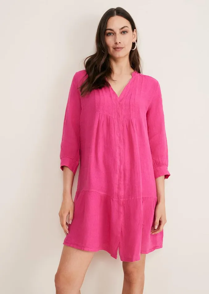 Penele Linen Swing Dress Magenta Women Phase Eight Dresses