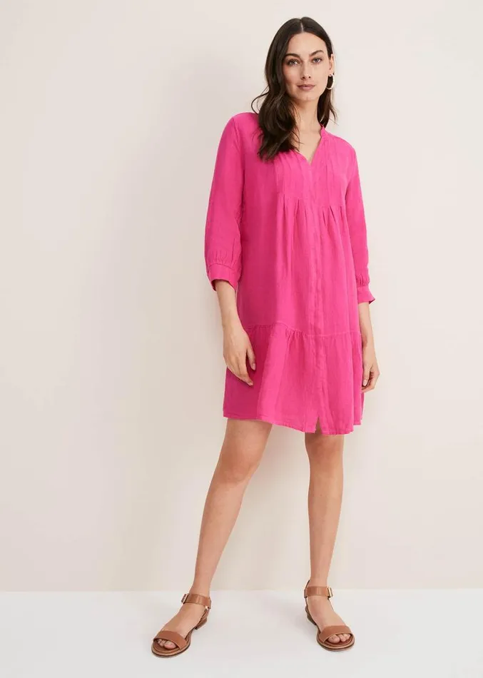 Penele Linen Swing Dress Magenta Women Phase Eight Dresses