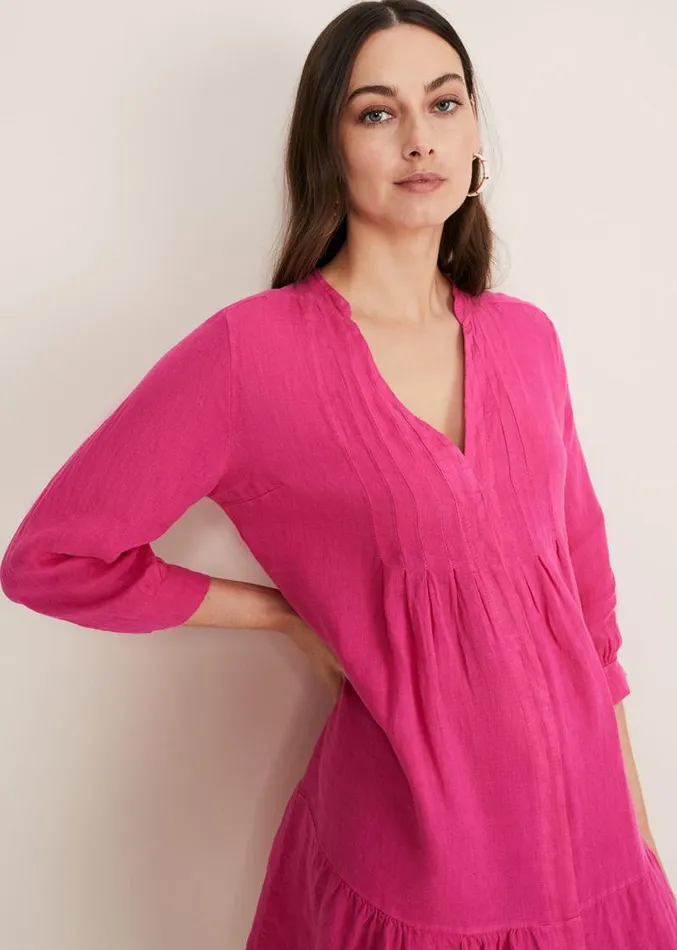 Penele Linen Swing Dress Magenta Women Phase Eight Dresses
