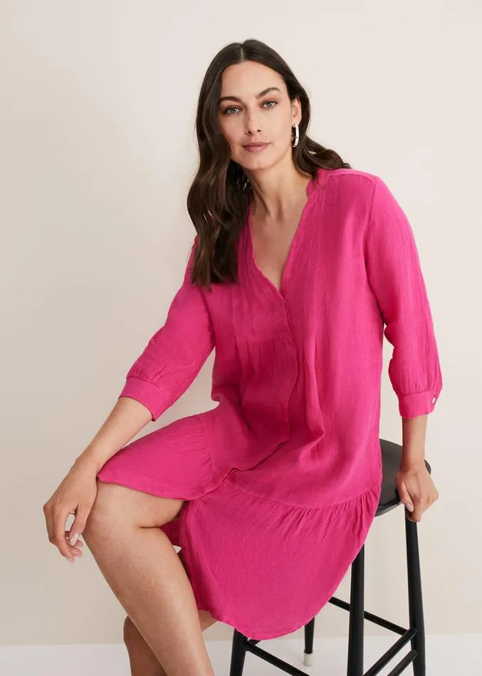 Penele Linen Swing Dress Magenta Women Phase Eight Dresses