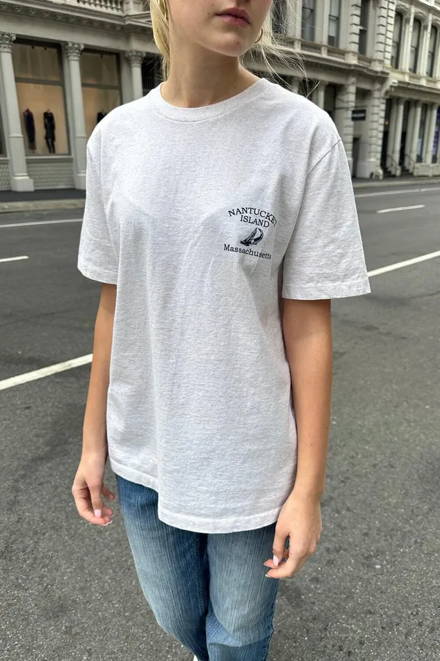 Penelope Nantucket Island Top Light Heather Grey Women Brandy Melville Tops
