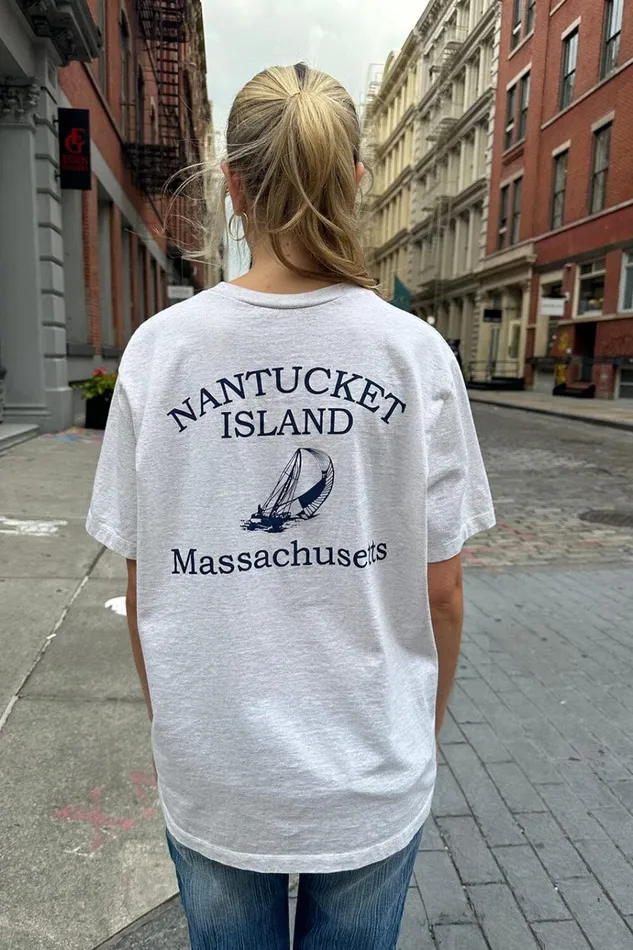 Penelope Nantucket Island Top Light Heather Grey Women Brandy Melville Tops