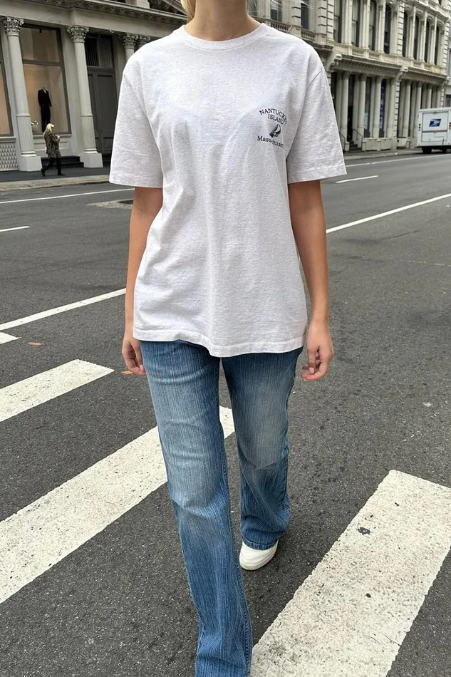 Penelope Nantucket Island Top Light Heather Grey Women Brandy Melville Tops